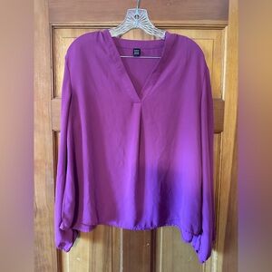 SHEIN Vibrant Magenta V Neck Dressy Top